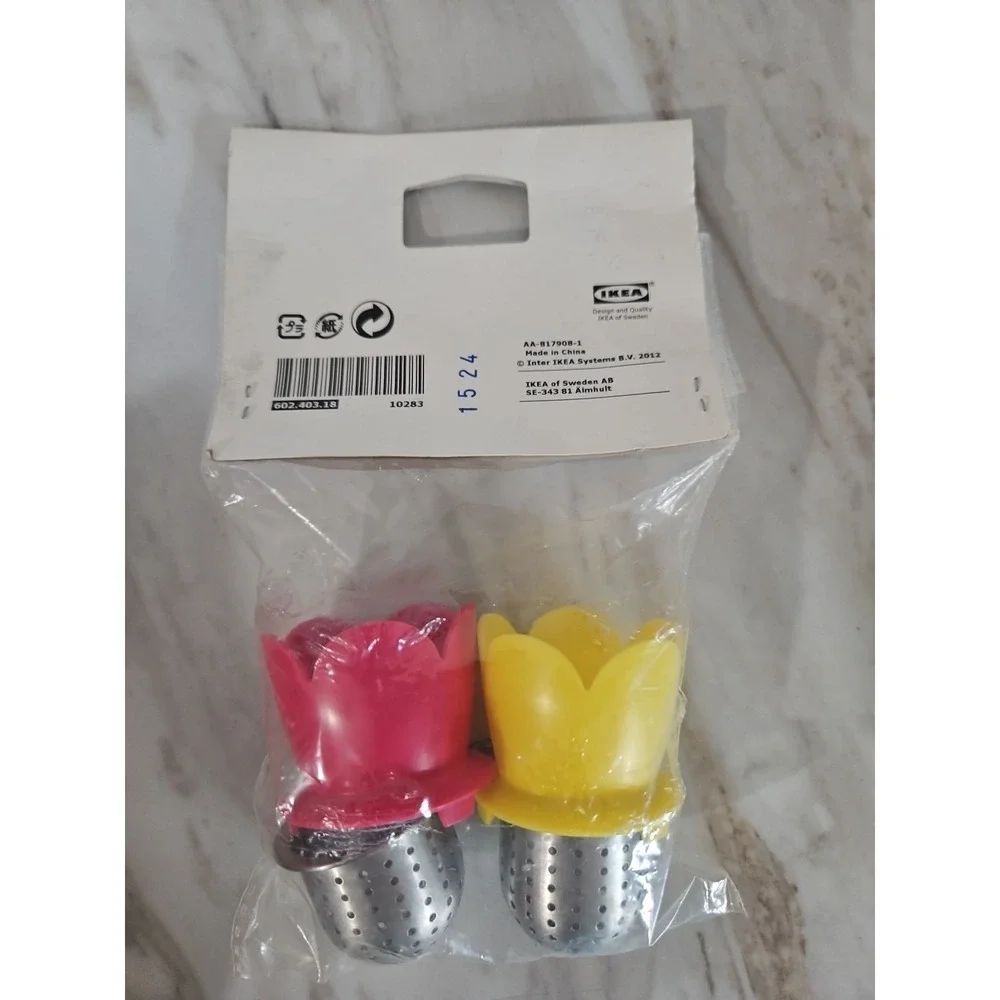 IKEA VAGRAT Flower Themed‎ Stainless Steel Tea Infusers, Set of 2 Pink & Yellow